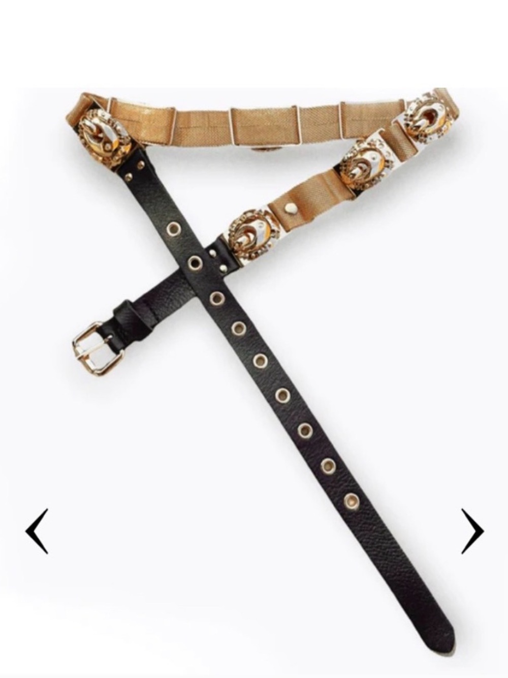 Dylanlex Black and Tan Lauper Decorative Women's Belt with Rivet Detail